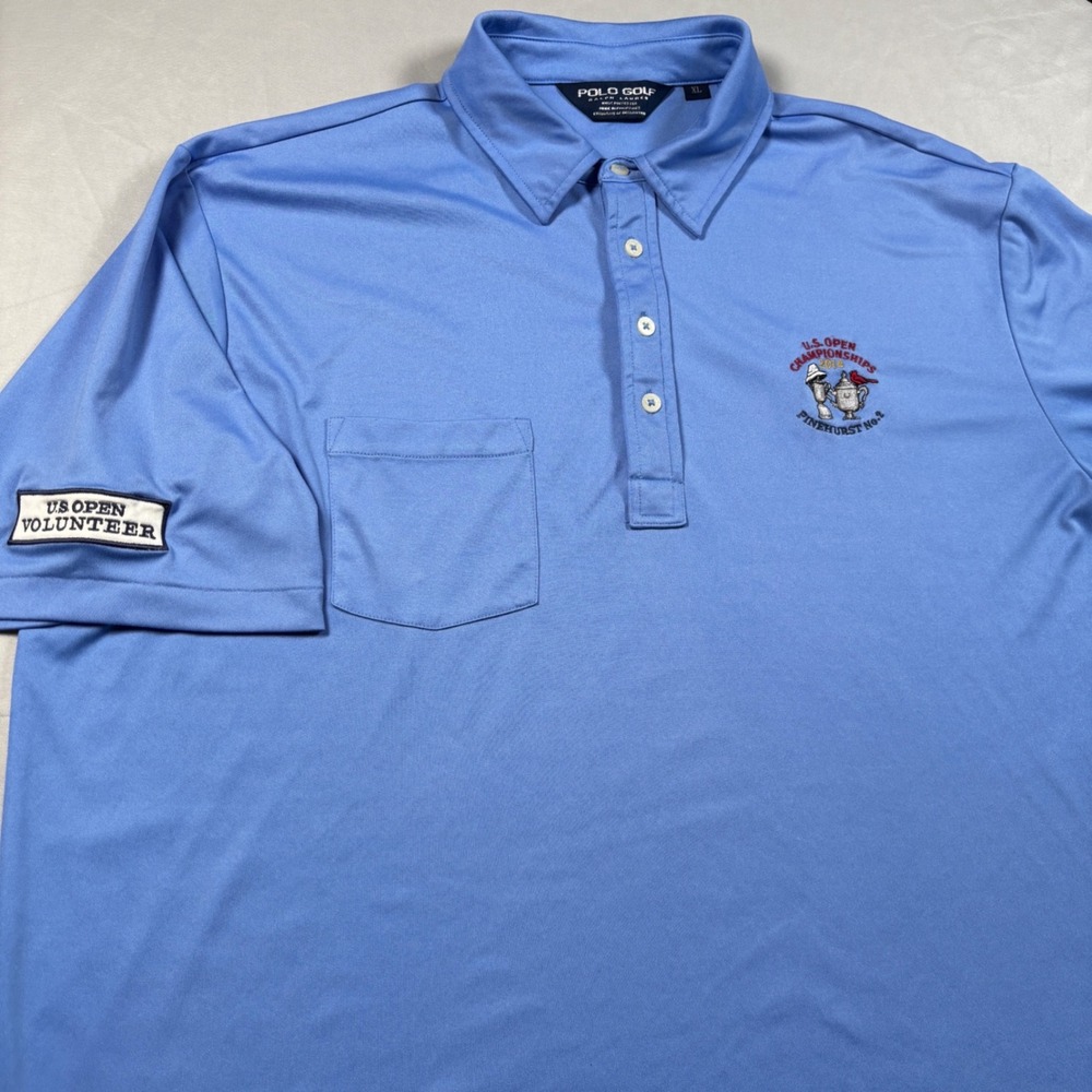 Polo Golf Ralph Lauren Polo Shirt Mens XL Blue 2014 US Open Pinehurst Volunteer